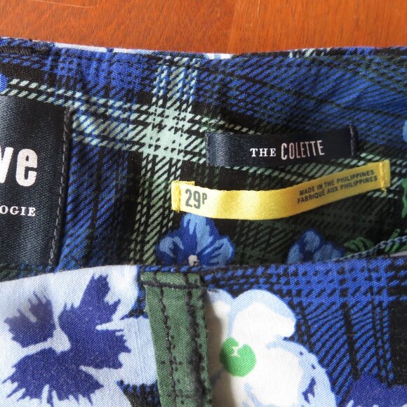 Maeve Anthropologie Pants Collette Size 29Petite Blue and Green Cropped Wide Leg - Picture 6 of 7